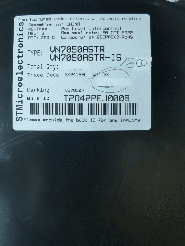 Circuito integradpngel chip CI del controlador de carga Sop8 Vn7050 del paquete Vn7050astr original a estrenar Brand New Original Vn7050astr Package Sop8 Vn7050 Load Driver Ic Chip Integrated Circuit